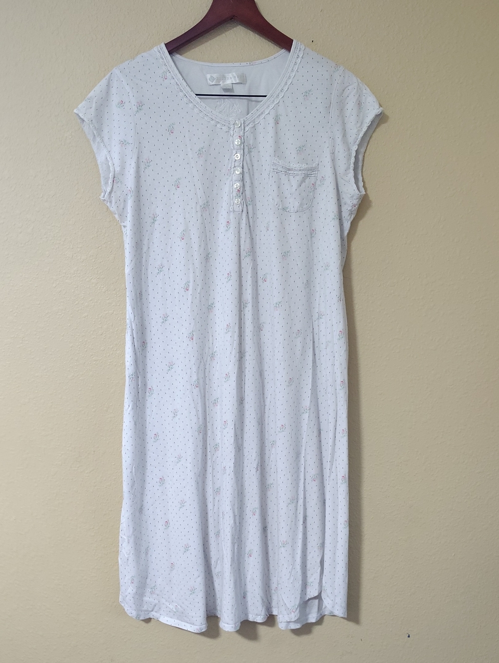 Eileen West 100% Pima Cotton Floral Traditional Nightgown Dress Size L Lounge